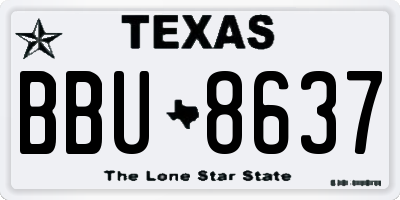 TX license plate BBU8637