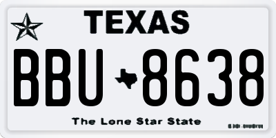 TX license plate BBU8638