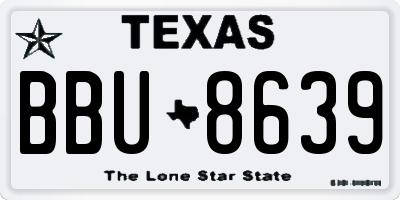 TX license plate BBU8639