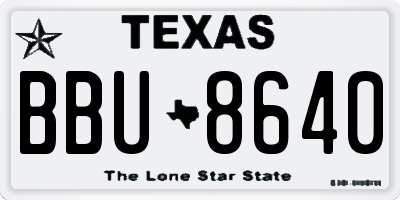 TX license plate BBU8640