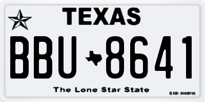 TX license plate BBU8641