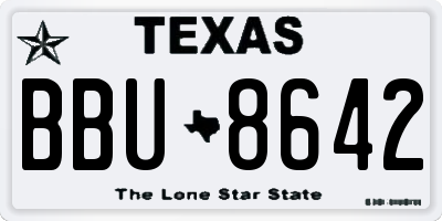 TX license plate BBU8642