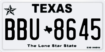 TX license plate BBU8645