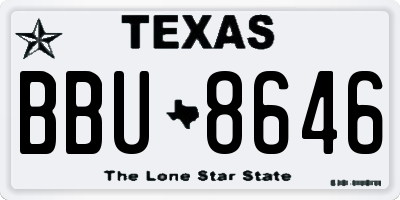 TX license plate BBU8646