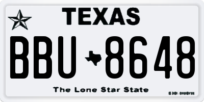 TX license plate BBU8648