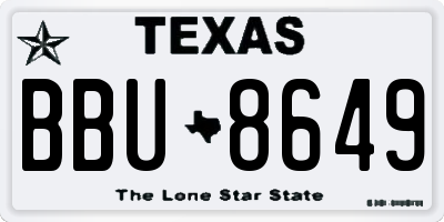 TX license plate BBU8649