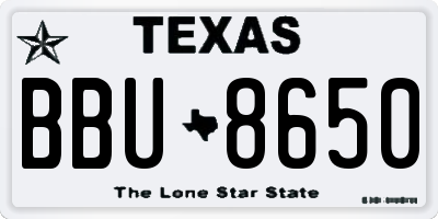 TX license plate BBU8650