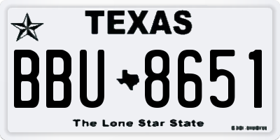 TX license plate BBU8651