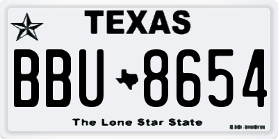 TX license plate BBU8654