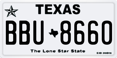 TX license plate BBU8660