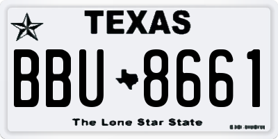 TX license plate BBU8661