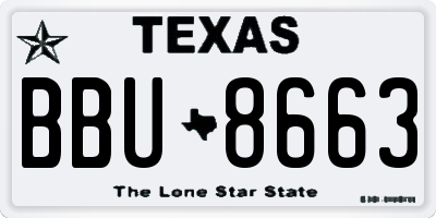 TX license plate BBU8663