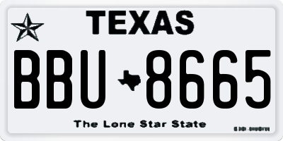 TX license plate BBU8665