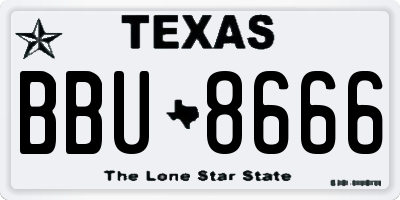 TX license plate BBU8666