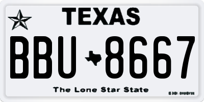 TX license plate BBU8667