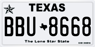 TX license plate BBU8668