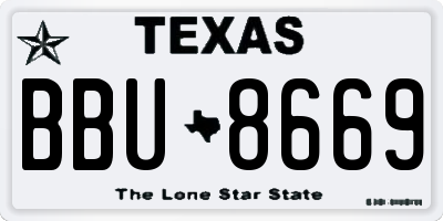 TX license plate BBU8669