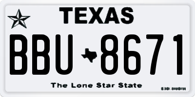 TX license plate BBU8671