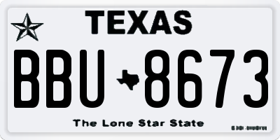 TX license plate BBU8673