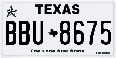 TX license plate BBU8675