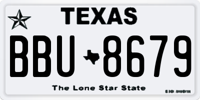 TX license plate BBU8679