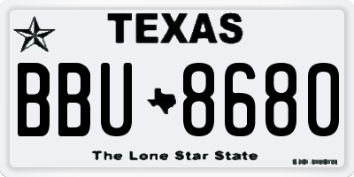 TX license plate BBU8680