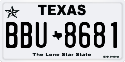 TX license plate BBU8681