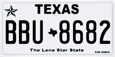 TX license plate BBU8682