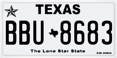 TX license plate BBU8683