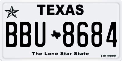 TX license plate BBU8684