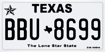 TX license plate BBU8699