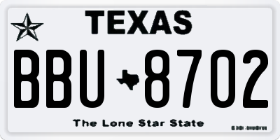 TX license plate BBU8702