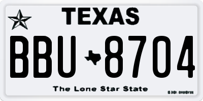 TX license plate BBU8704