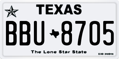 TX license plate BBU8705