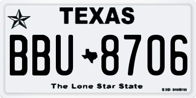 TX license plate BBU8706