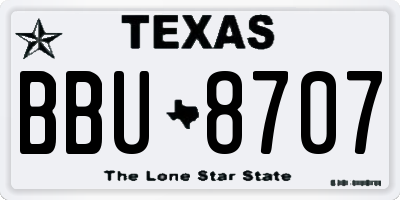 TX license plate BBU8707