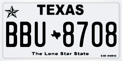 TX license plate BBU8708