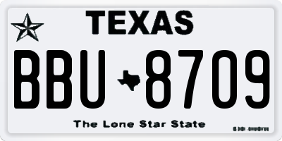 TX license plate BBU8709