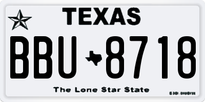 TX license plate BBU8718