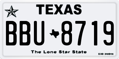 TX license plate BBU8719