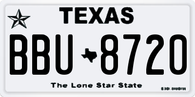 TX license plate BBU8720