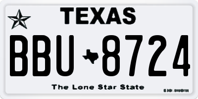 TX license plate BBU8724