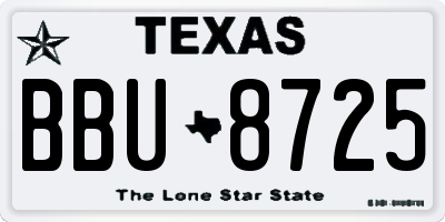 TX license plate BBU8725