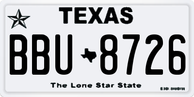 TX license plate BBU8726