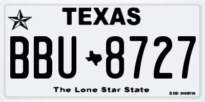 TX license plate BBU8727