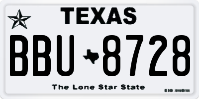 TX license plate BBU8728