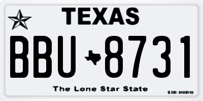 TX license plate BBU8731