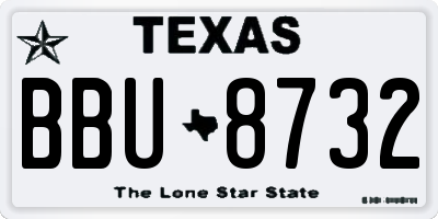 TX license plate BBU8732