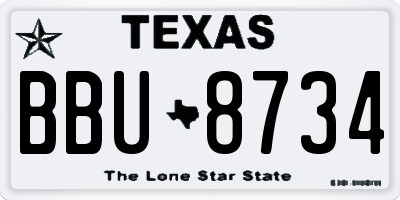 TX license plate BBU8734