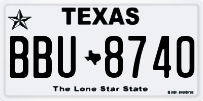 TX license plate BBU8740